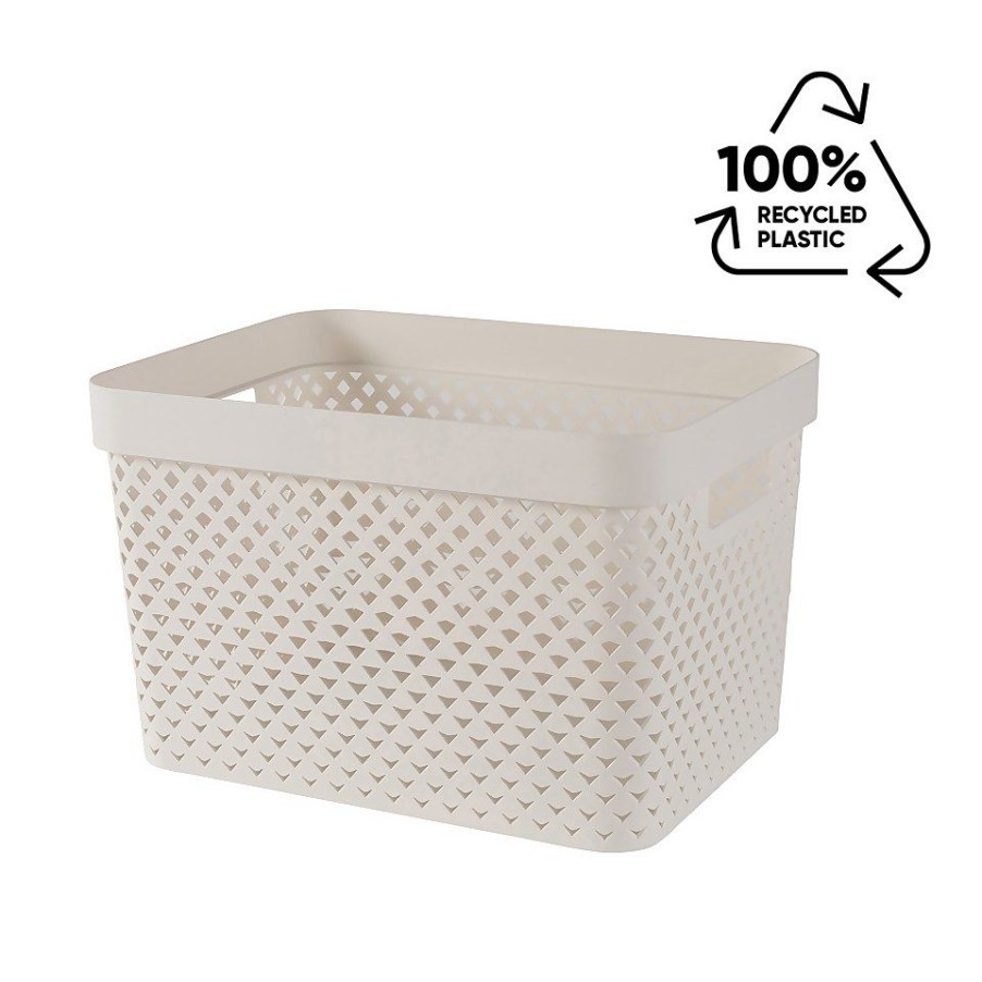 Homebase Storage Containers | Curver Pure Large Recycled Storage Basket - 17L - Oasis White