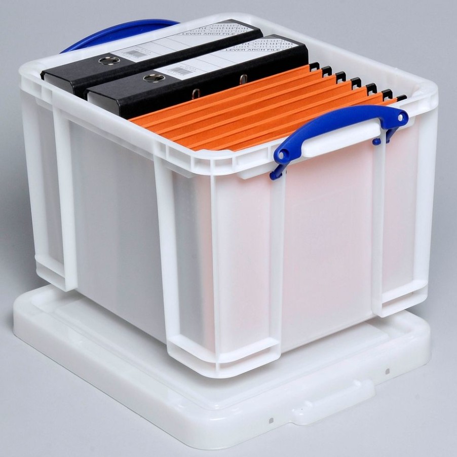 Homebase Storage Containers | Really Useful Heavy Duty Plastic Storage Box White - 35L