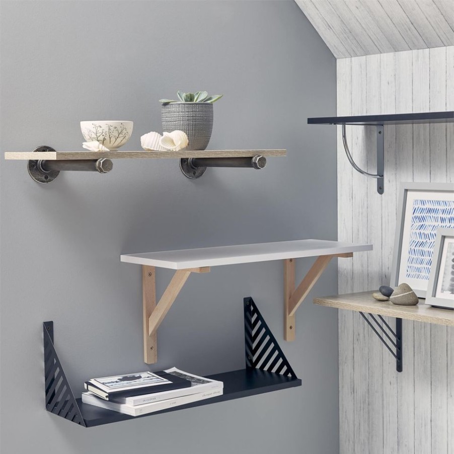 Homebase Shelving Brackets | Timber Effect Bracket - Beech - 25X25Cm