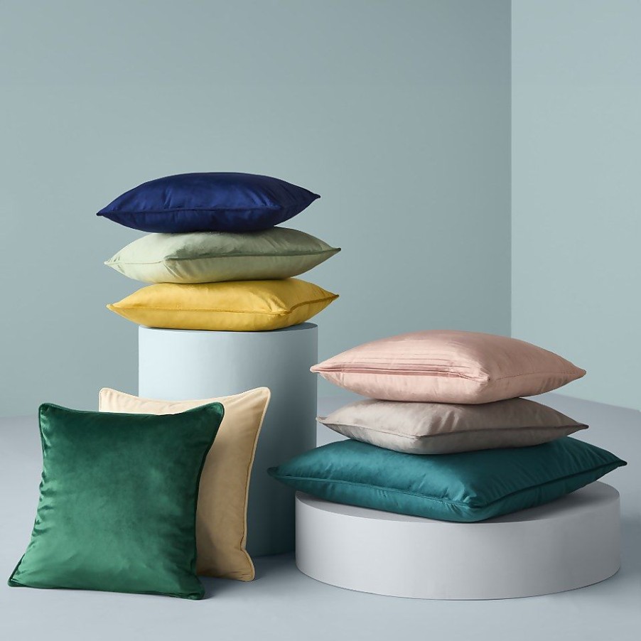 Homebase Cushions | Plain Velvet Cushion - Natural - 43X43Cm