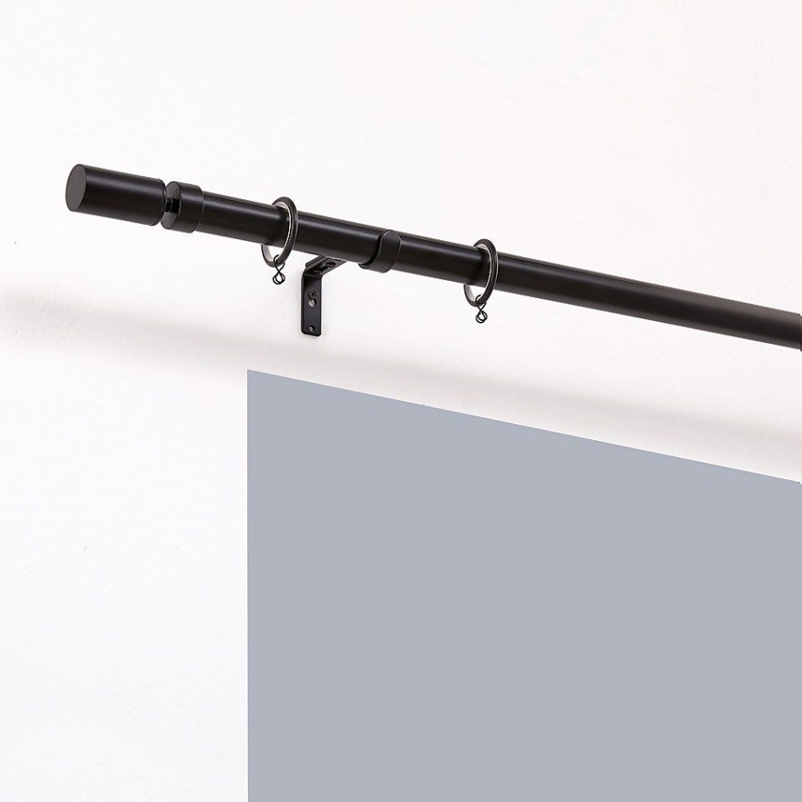 Homebase Curtain Poles & Tracks | Black Extendable Curtain Pole With Barrel Finial - 170-300Cm (Dia 25/28Mm)