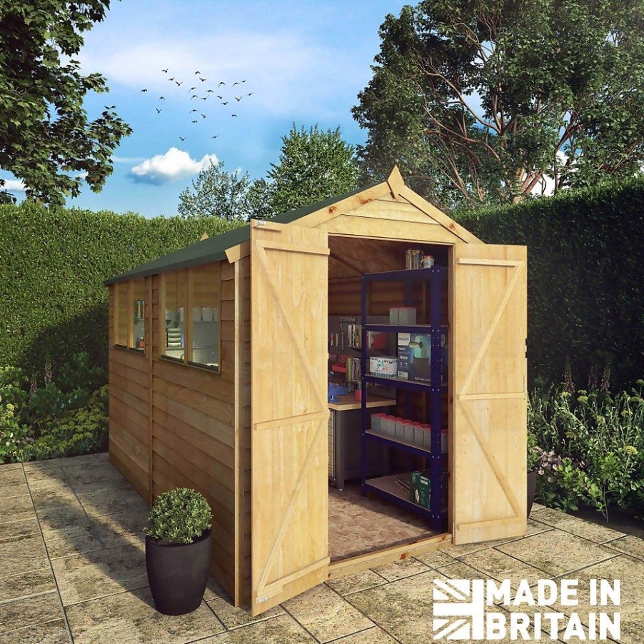 Homebase Garden Sheds | Mercia 10 X 6Ft Overlap Double Door Apex Shed