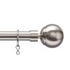 Homebase Curtain Poles & Tracks | Extendable Ball Finial Curtain Pole - Satin Steel - 1.2-2.1M (16/19Mm)