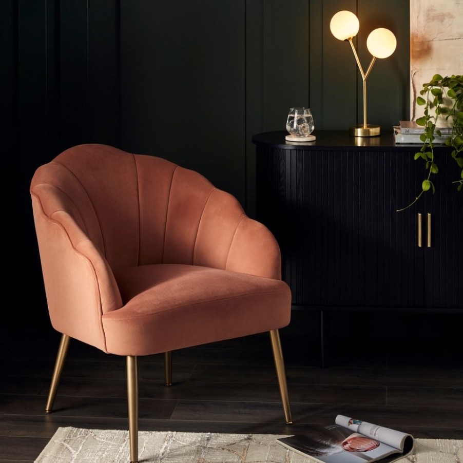 Homebase Chairs | Sophia Scallop Accent Chair - Matte Pink