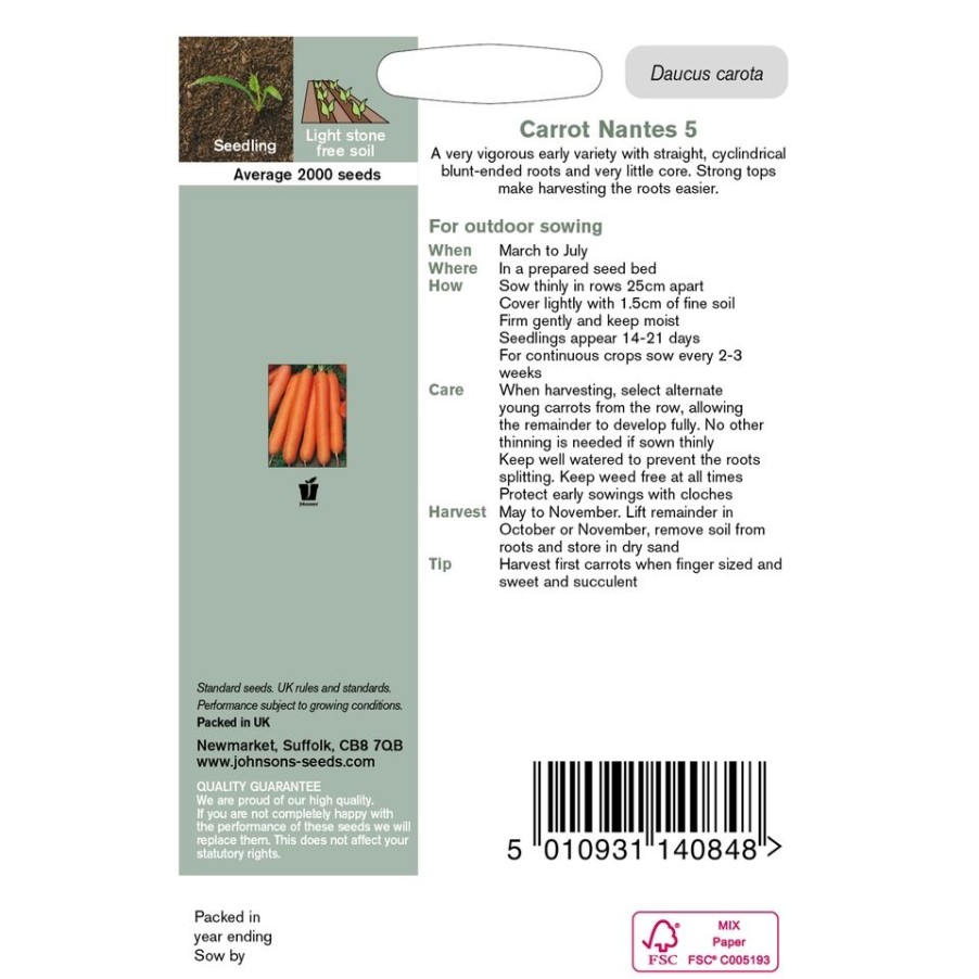 Homebase Seeds | Carrot Nantes 5 Seeds