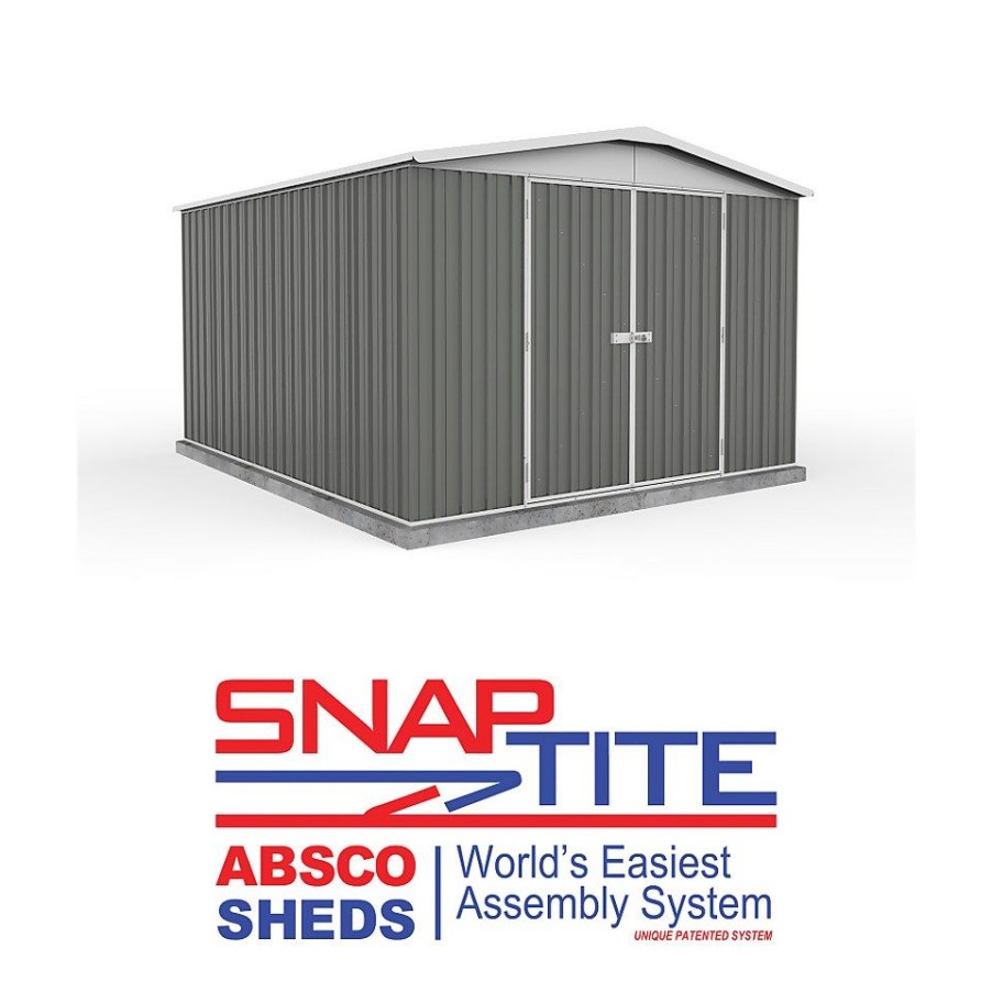 Homebase Garden Sheds | Absco 10X12Ft Regent Metal Apex Shed - Grey