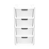 Homebase Storage Containers | Large Rattan Effect 4 Drawer Storage Tower - White