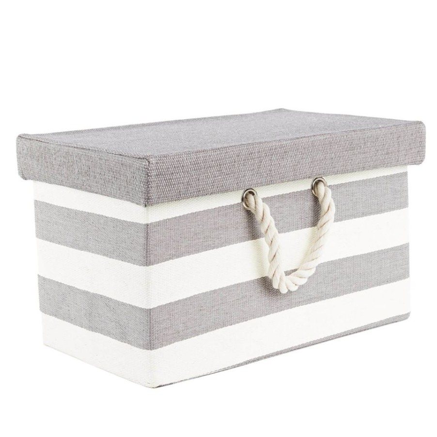 Homebase Storage Containers | Rectangle Striped Box With Lid