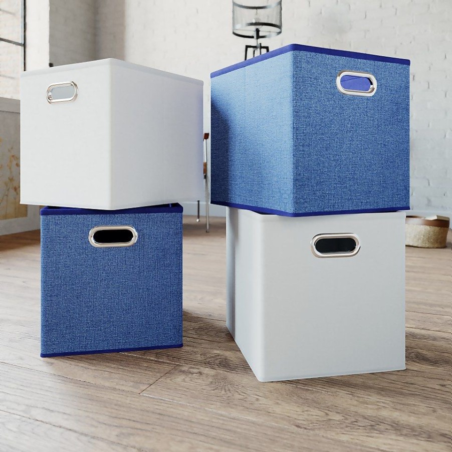 Homebase Cube Storage | Clever Cube Inserts - Set Of 4 - White & Steel Blue