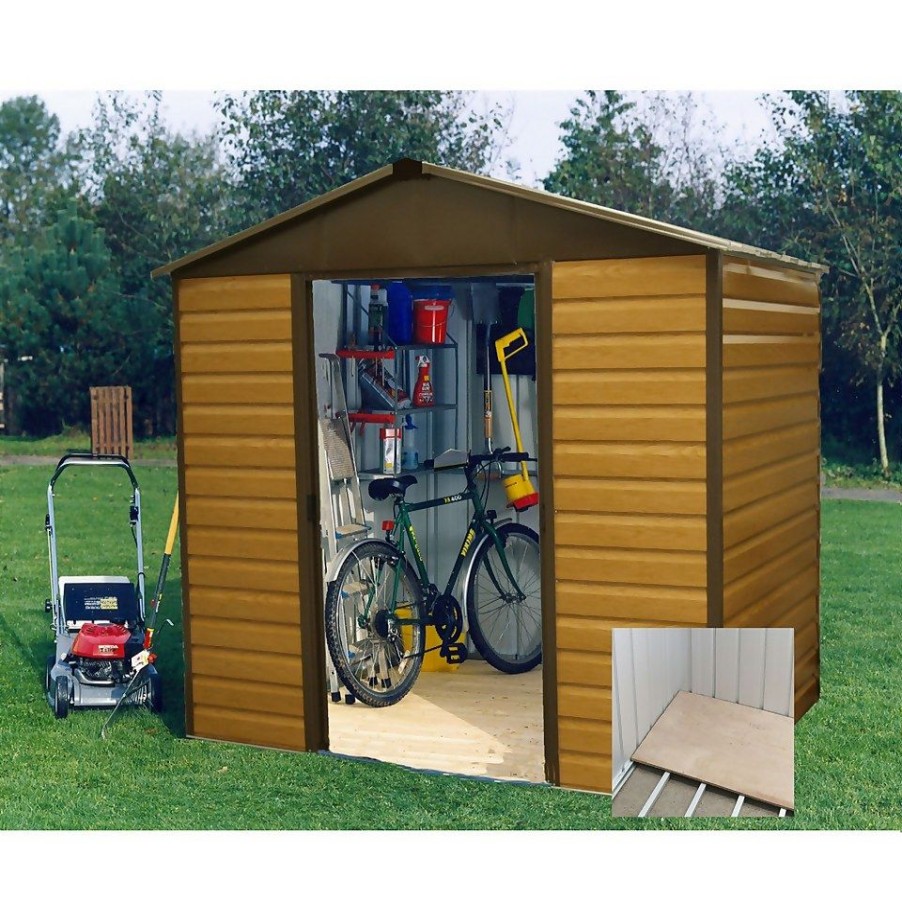 Homebase Metal Sheds | Yardmaster 8X6Ft Woodgrain Shed & Floor Frame