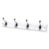 Homebase Hallway Furniture | White Hook Rail - Polished Chrome - 4 Hooks