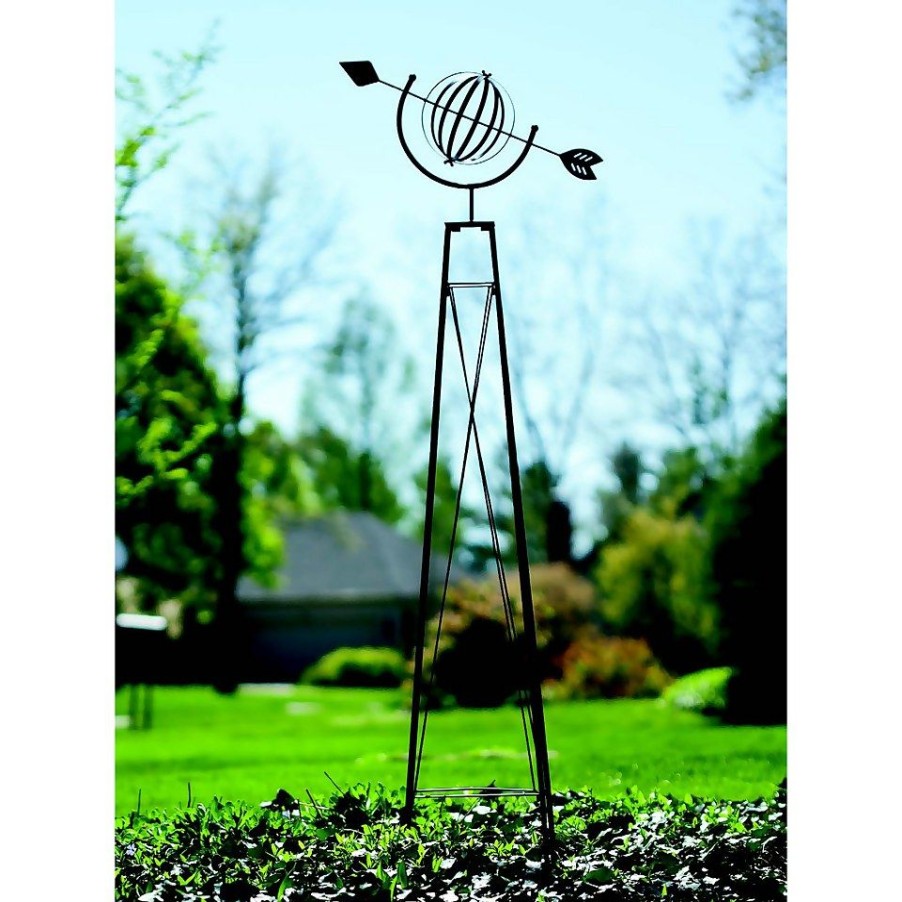 Homebase Garden Ornaments | Panacea Armillary Steel Obelisk - Black