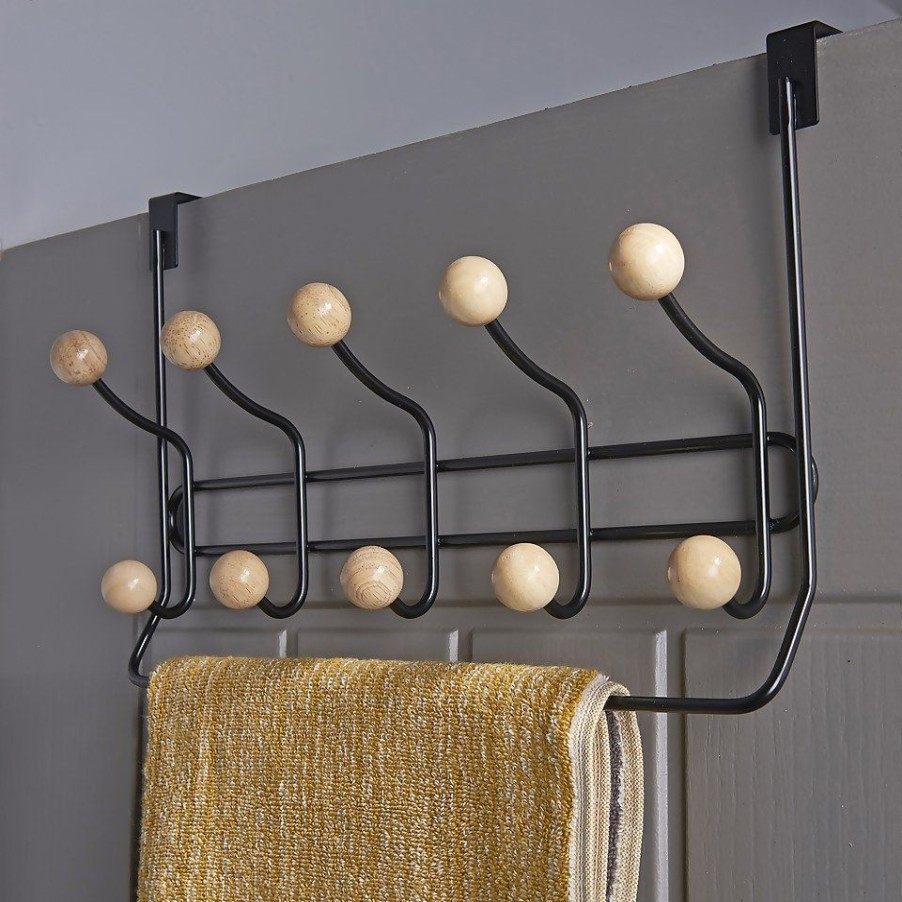 Homebase Hallway Furniture | Wooden Ball With Towel Bar Coat Hook