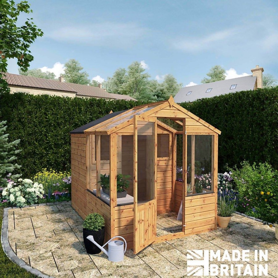 Homebase Greenhouses | Mercia 8 X 6Ft Traditional Apex Combi Greenhouse And Shed