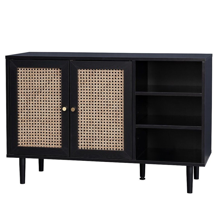 Homebase Living Room Furniture | Kubu Rattan Sideboard - Black