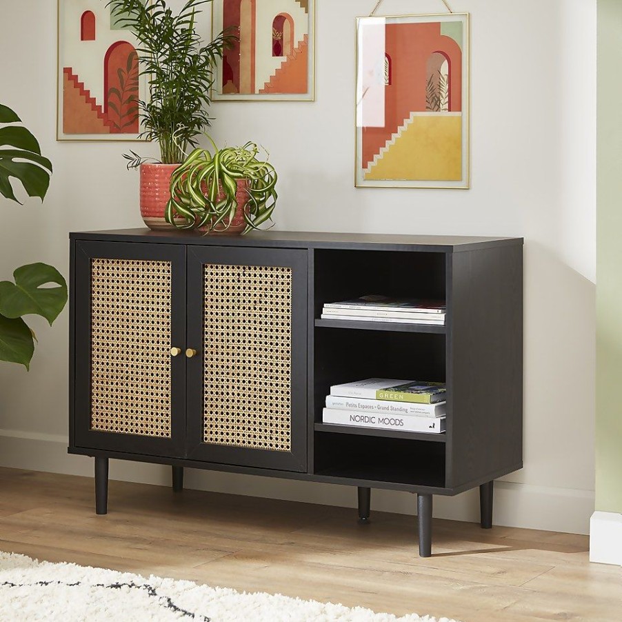 Homebase Living Room Furniture | Kubu Rattan Sideboard - Black