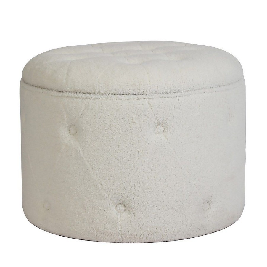 Homebase Chairs | Betty Boucle Button Ottoman - Cream