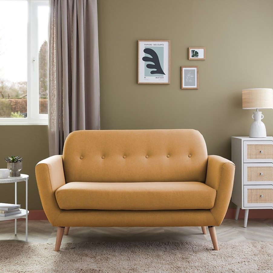 Homebase Sofas And Sofa Beds | Scandi Savannah 2 Seat Sofa - Mustard