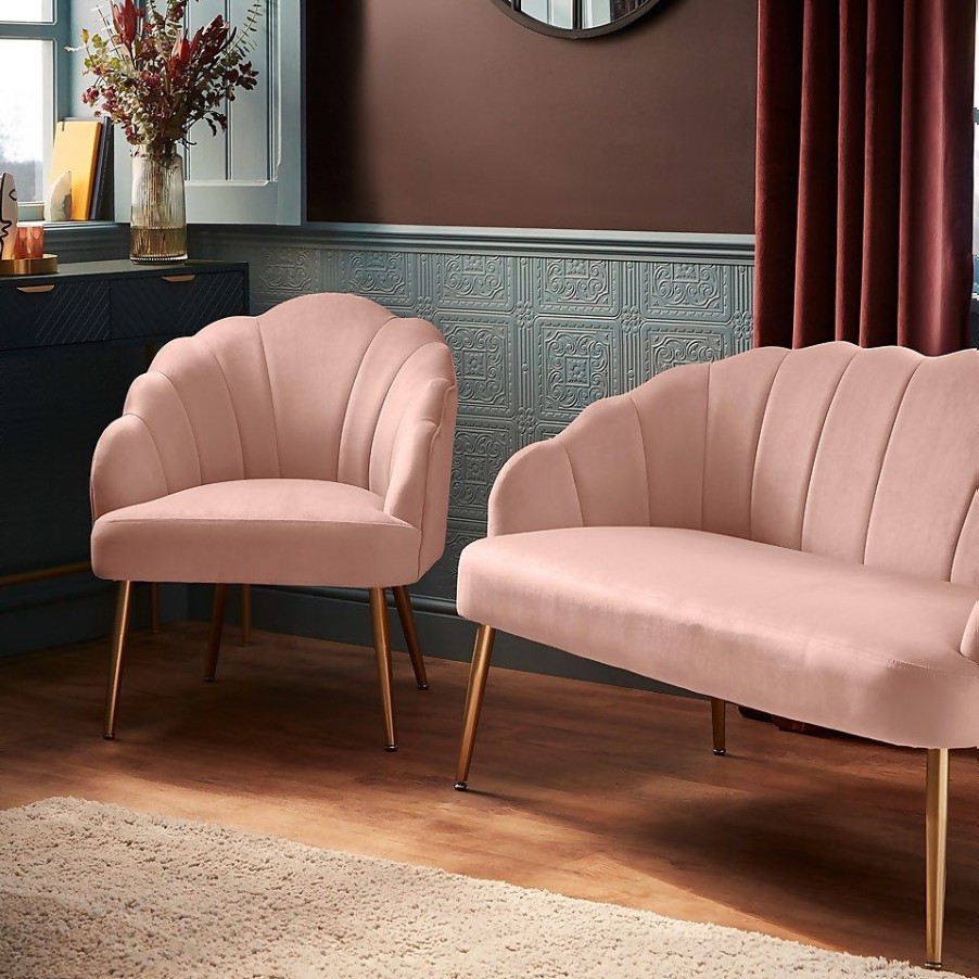 Homebase Chairs | Sophia Scallop Occasional Chair - Blush