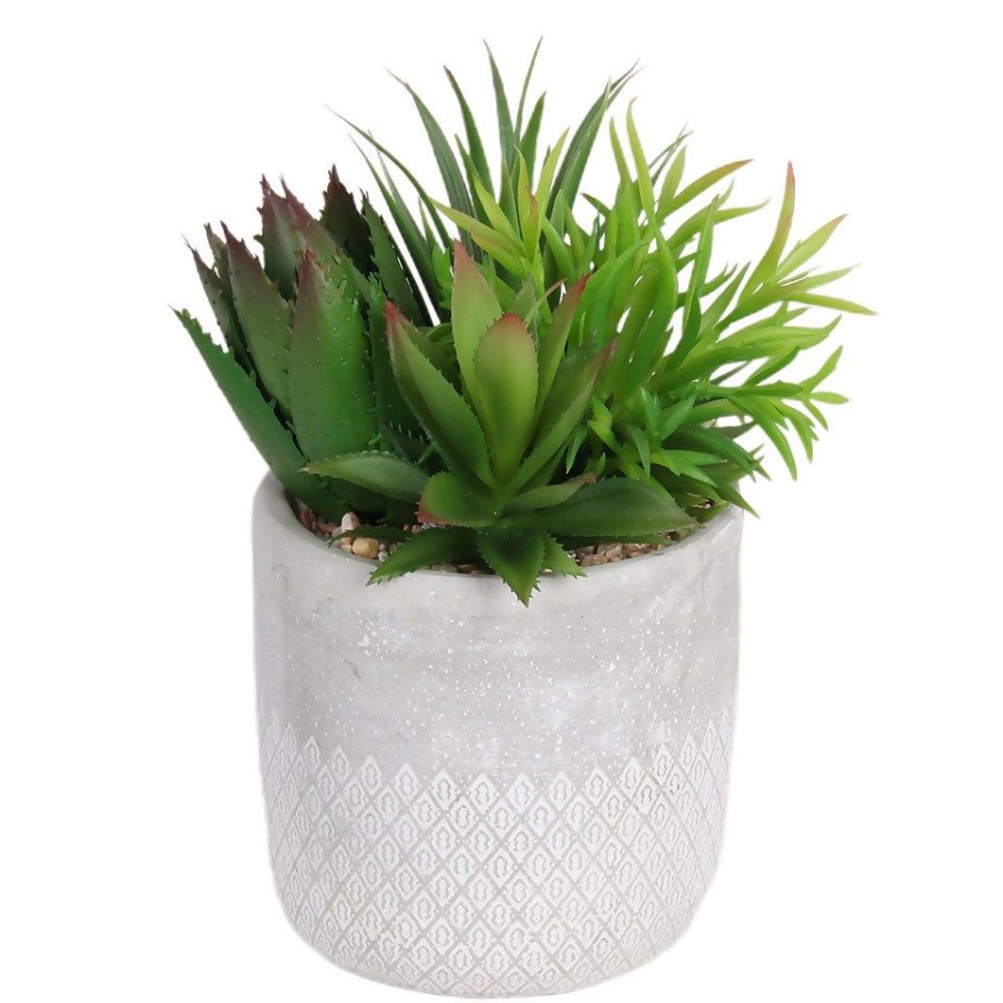 Homebase Artificial Plants | Mixed Succulent In Grey Pot