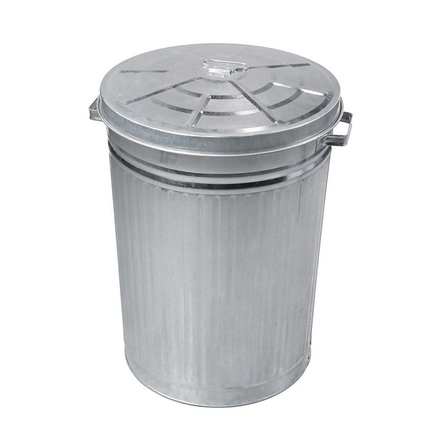 Homebase Garden Hand Tools | Homebase Galvanised Steel Outdoor Bin With Lid - 85L