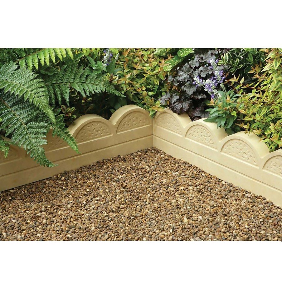 Homebase Lawn & Garden Edging | Stylish Stone Wave Top Edging 600Mm - Gold (Full Pack)