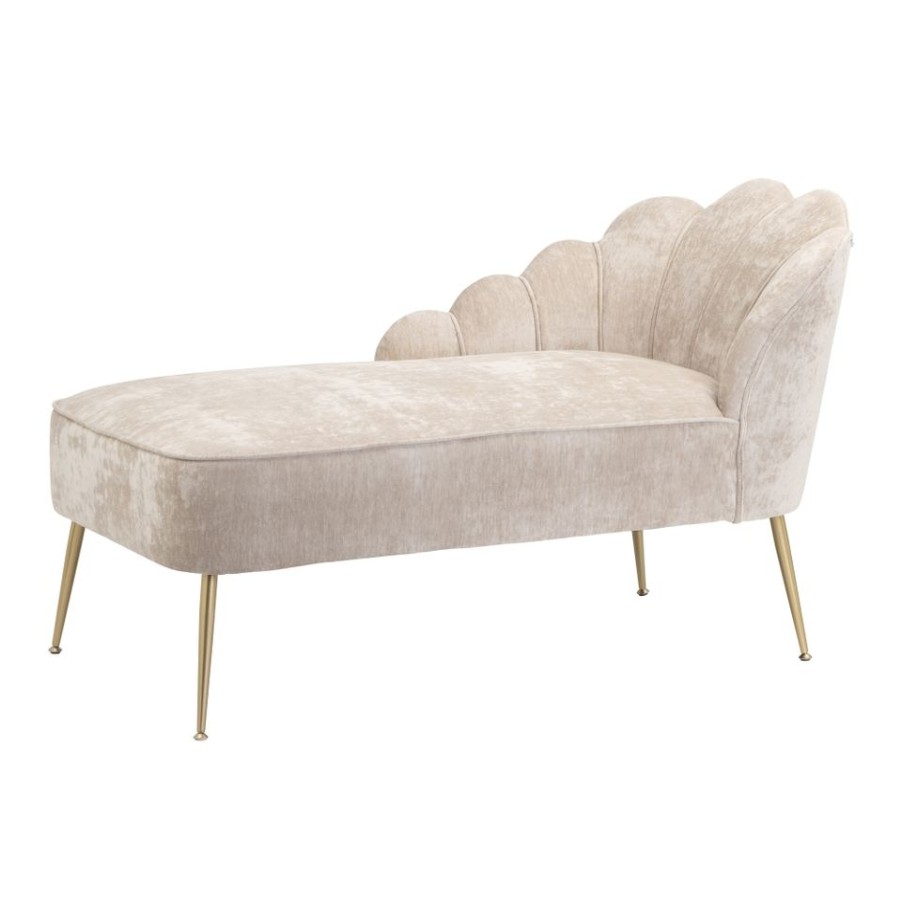 Homebase Sofas And Sofa Beds | Sophia Scallop Chaise Longue - Champagne Chenille