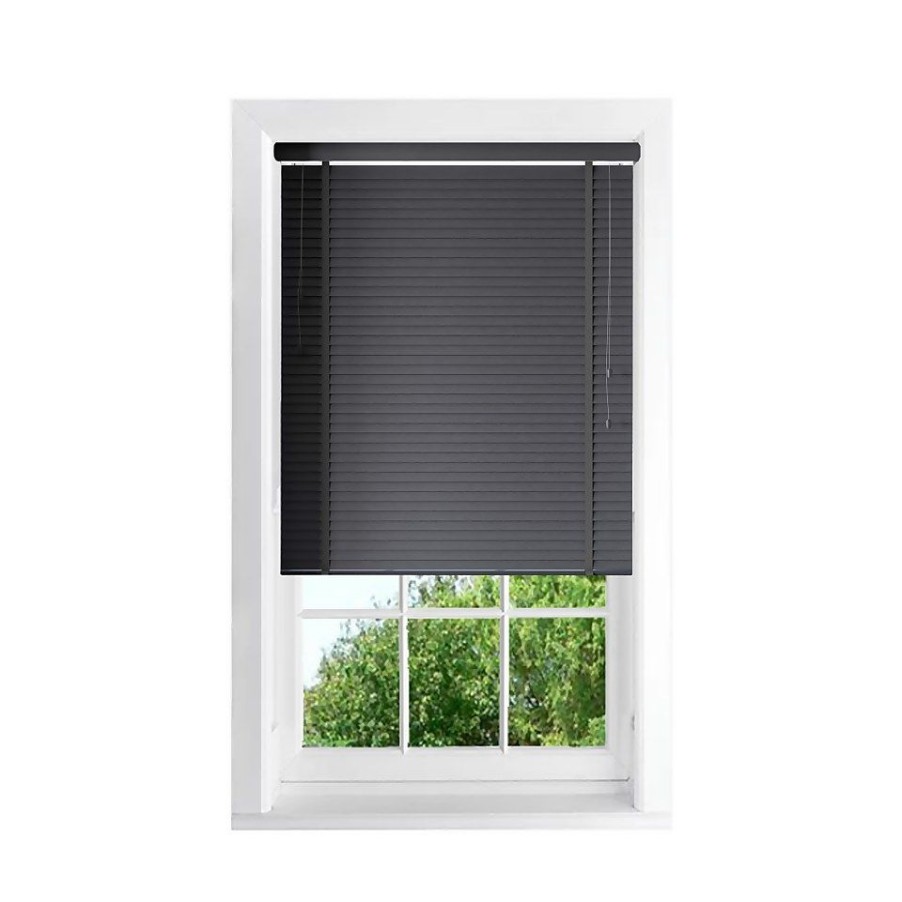 Homebase Storage & Home Deals | Charcoal 50Mm Faux Wood Venetian Blind - 90X160Cm