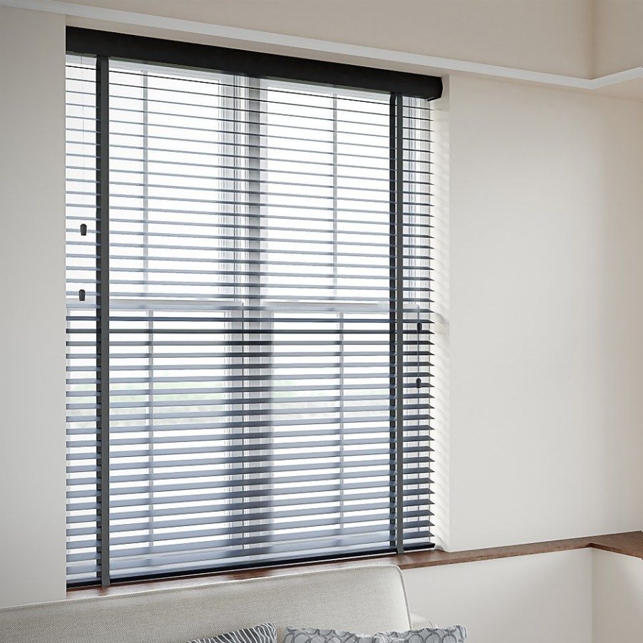 Homebase Storage & Home Deals | Charcoal 50Mm Faux Wood Venetian Blind - 90X160Cm