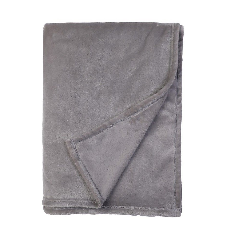 Homebase Bedspreads And Throws | Fleece Throw 150X200Cm - Grey