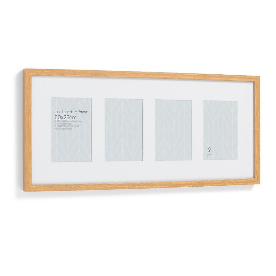 Homebase Photo Frames | Box Photo Frame Multi Aperture - 60X25Cm - Oak