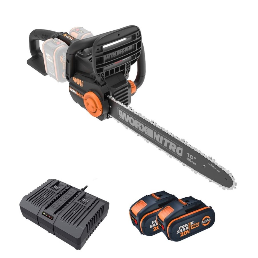 Homebase Chainsaws | Worx Nitro 40V Wg385E Cordless Brushless Chainsaw