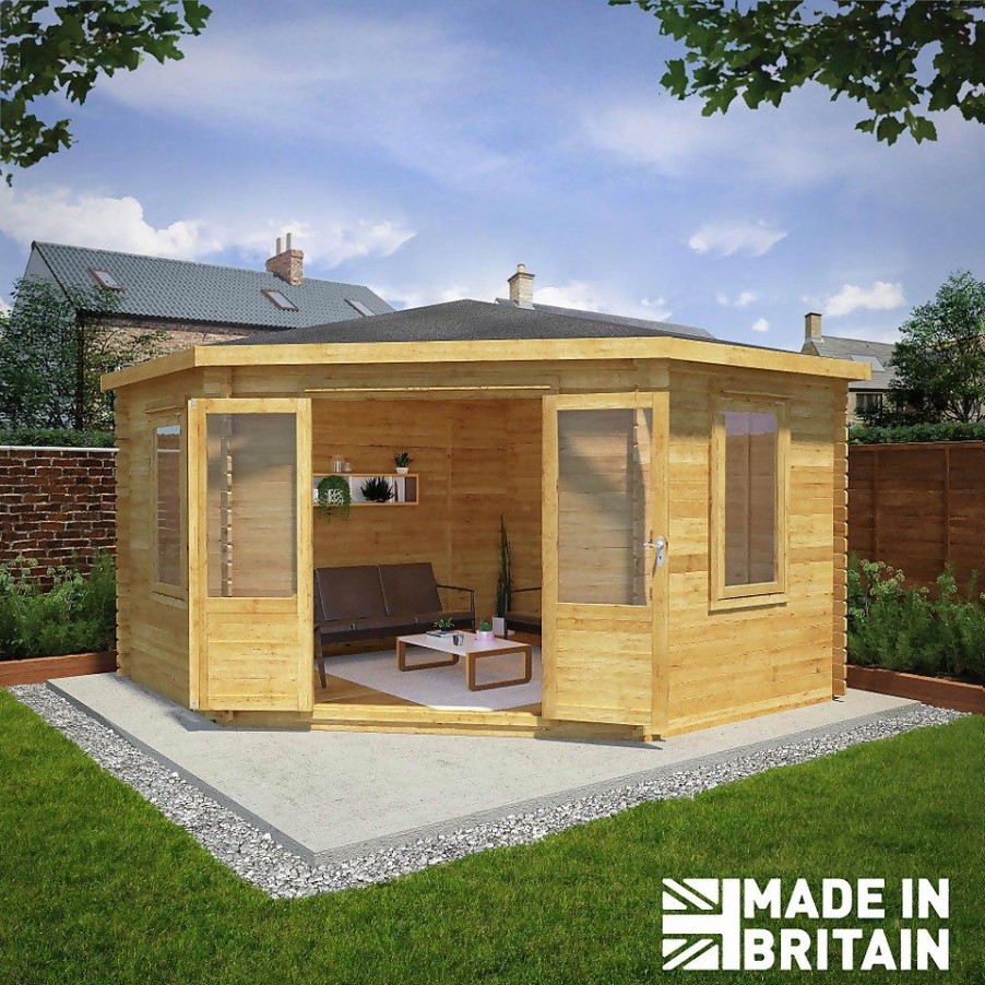 Homebase Garden Buildings | Mercia 4M X 4M Corner Log Cabin 34Mm