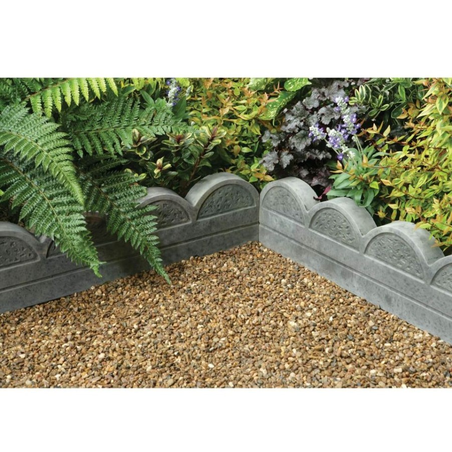 Homebase Lawn & Garden Edging | Stylish Stone Wave Top Edging 600Mm - Grey