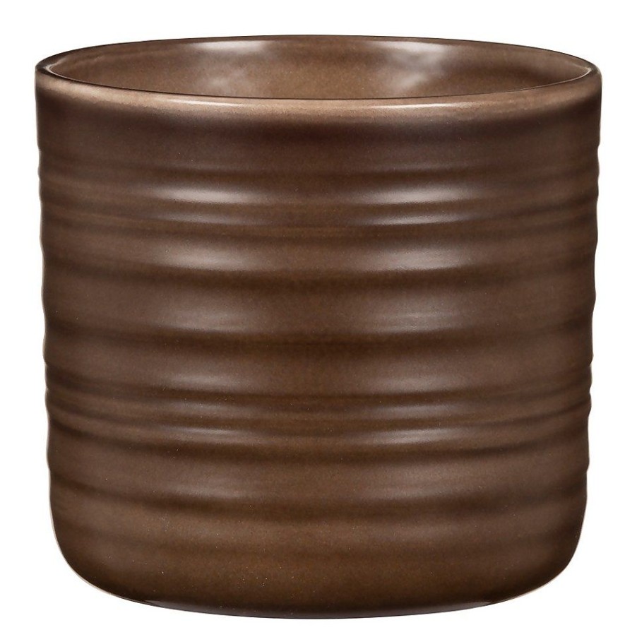 Homebase Plant Pots | Scheurich Ripple Brown Indoor Pot - 17Cm