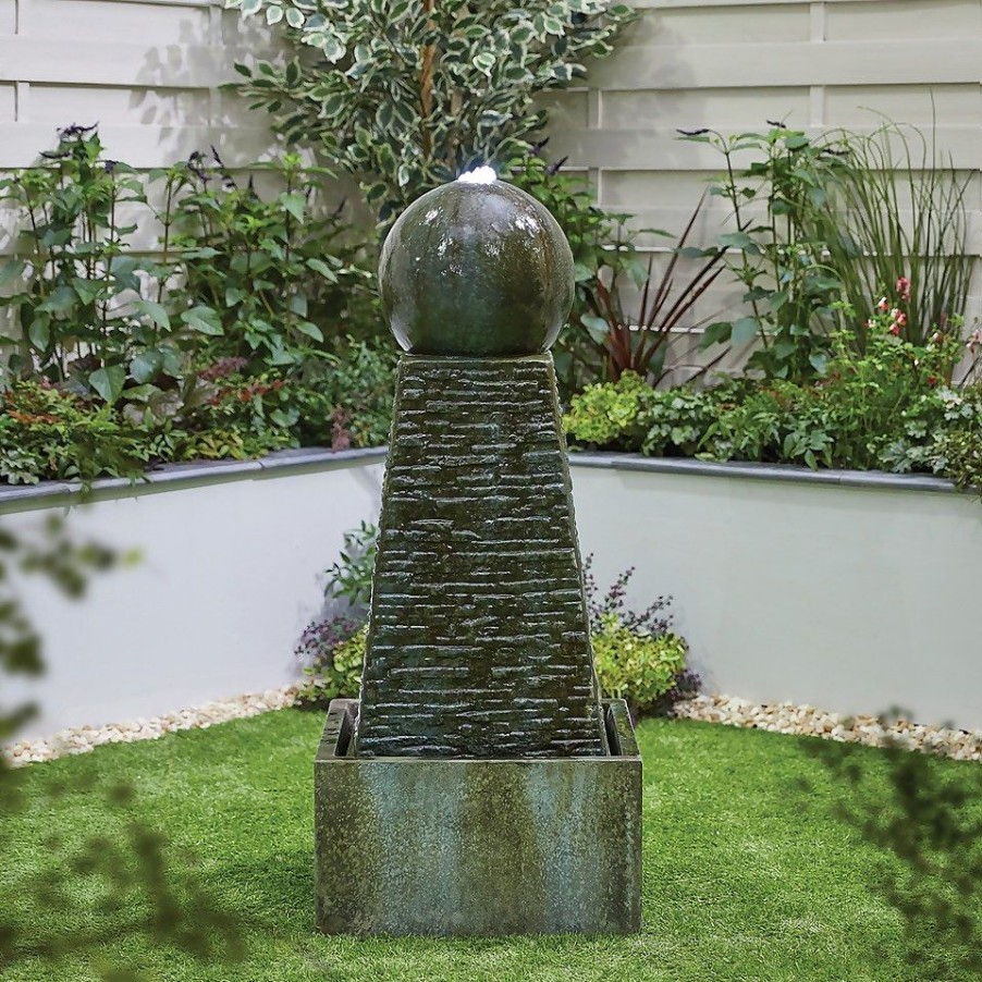 Homebase Water Features | Stylish Fountain Obelisk Falls Water Feature With Leds