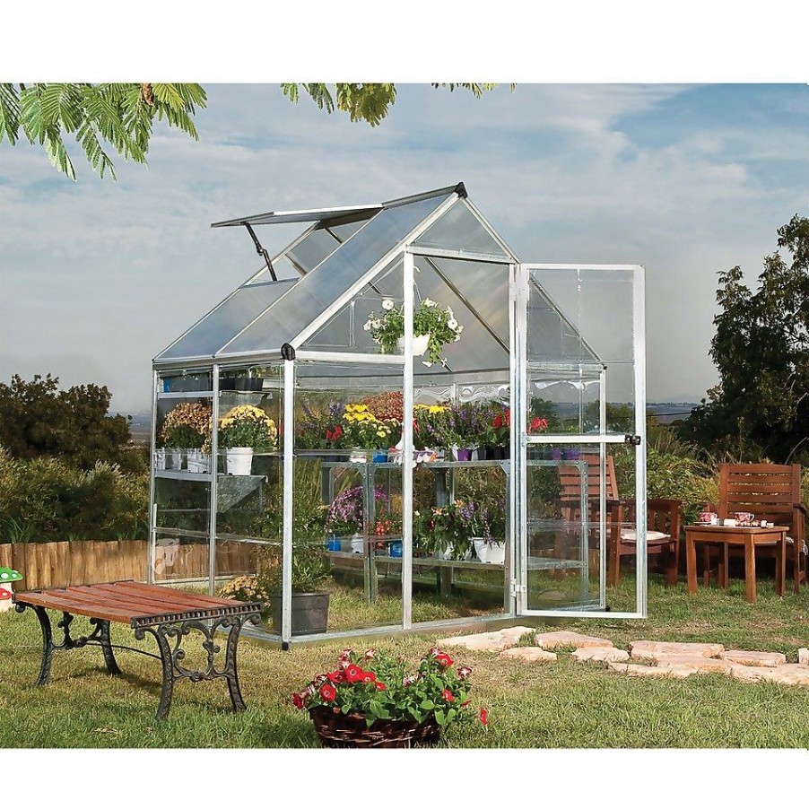 Homebase Greenhouses | Palram Canopia Hybrid 6 X 4Ft Silver Greenhouse