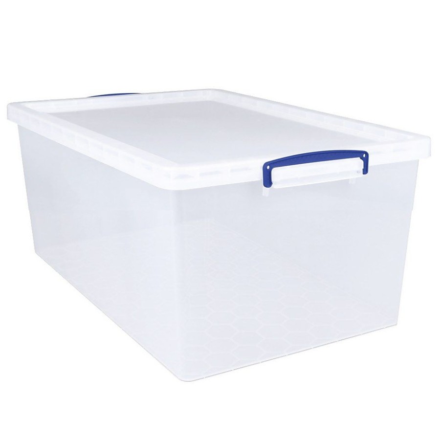 Homebase Storage Containers | Really Useful Nestable Plastic Storage Box - 62L - Clear (Pack Of 3)