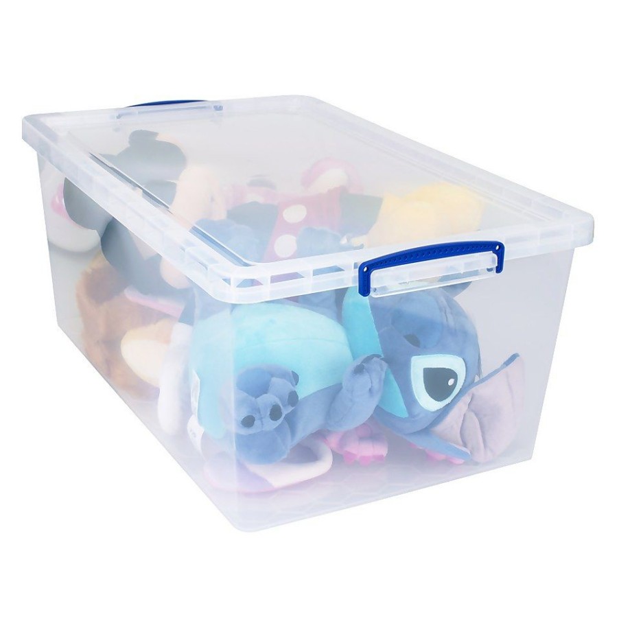 Homebase Storage Containers | Really Useful Nestable Plastic Storage Box - 62L - Clear (Pack Of 3)