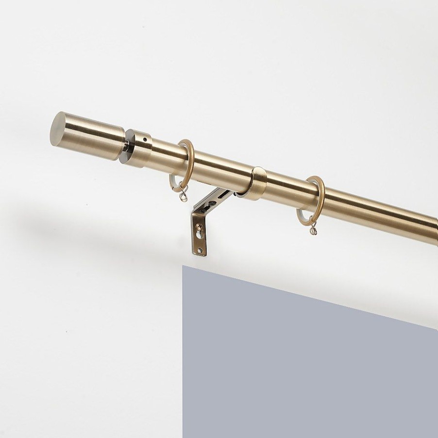 Homebase Curtain Poles & Tracks | Antique Brass Extendable Curtain Pole With Barrel Finial - 120-210Cm (Dia 25/28Mm)