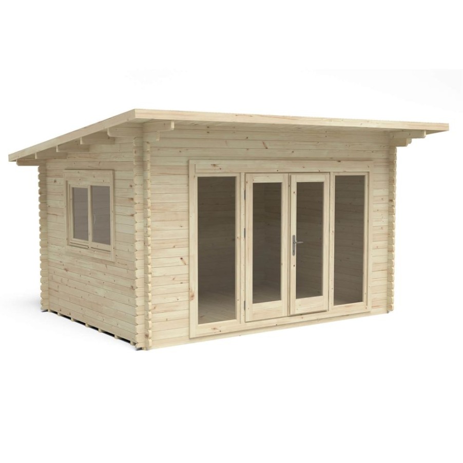 Homebase Garden Buildings | Forest Melbury 4.0M X 3.0M Log Cabin Single Glazed 24Kg Polyester Felt, No Underlay - Installation Included