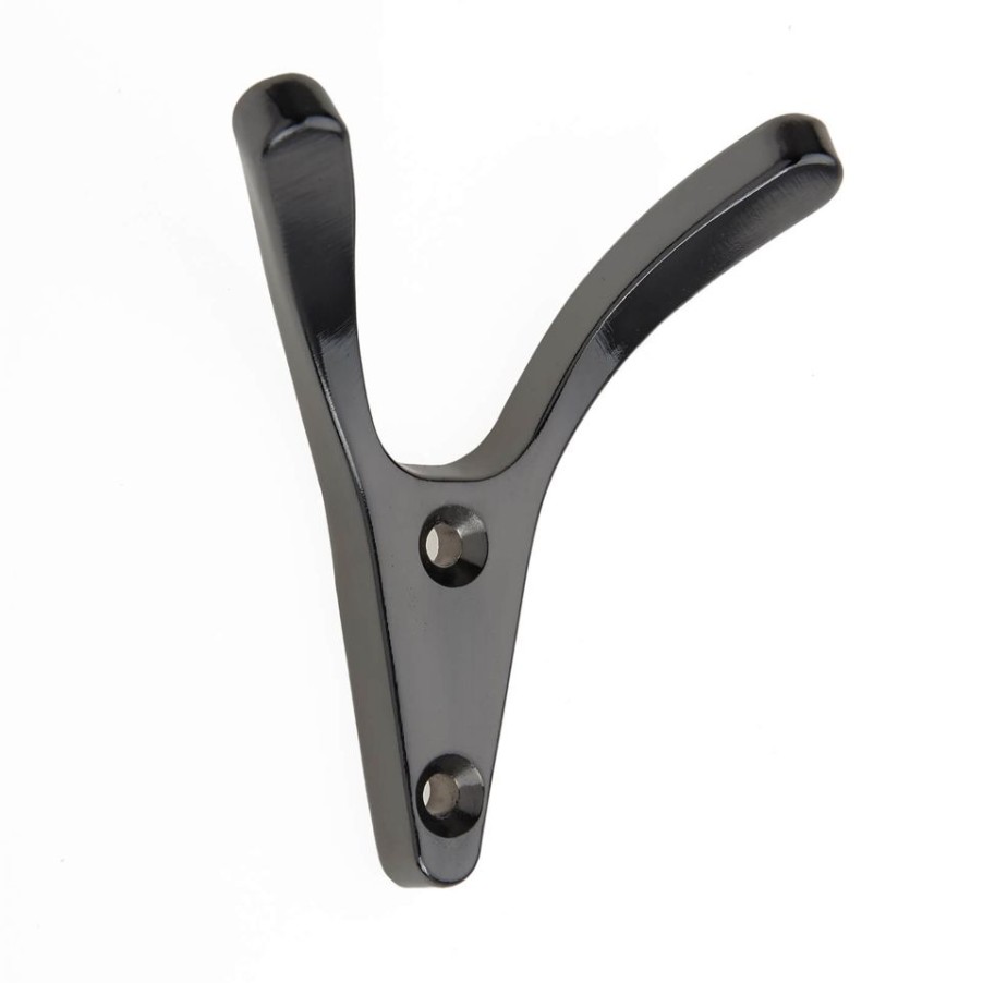 Homebase Hallway Furniture | Two Prong Ant Hook - Black Nickel