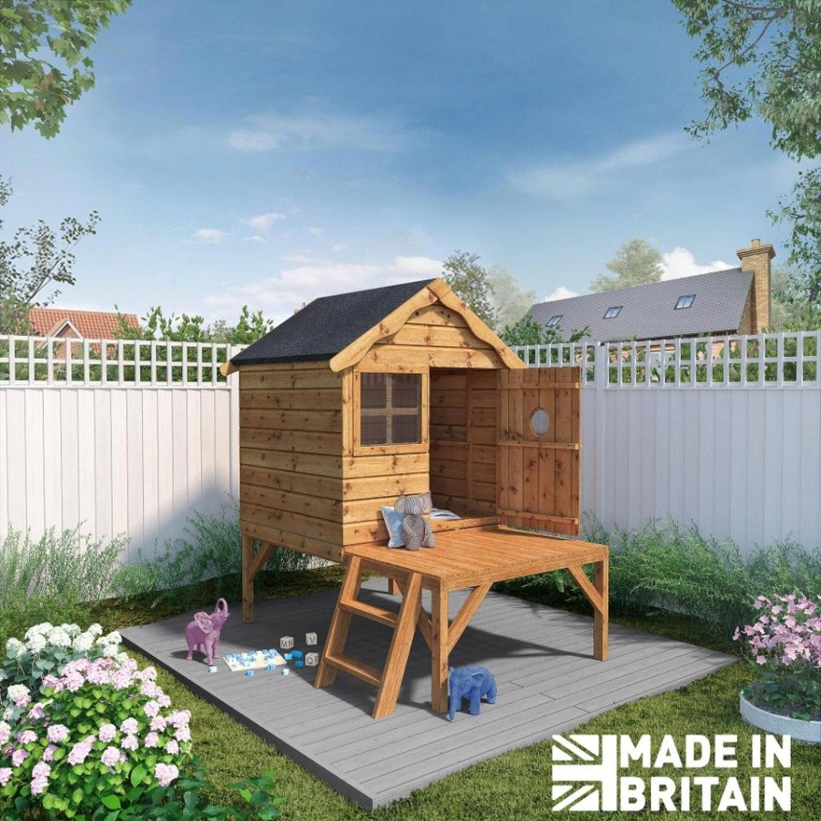 Homebase Garden Buildings | Mercia 4 X 7Ft Snug Wooden Playhouse With Tower