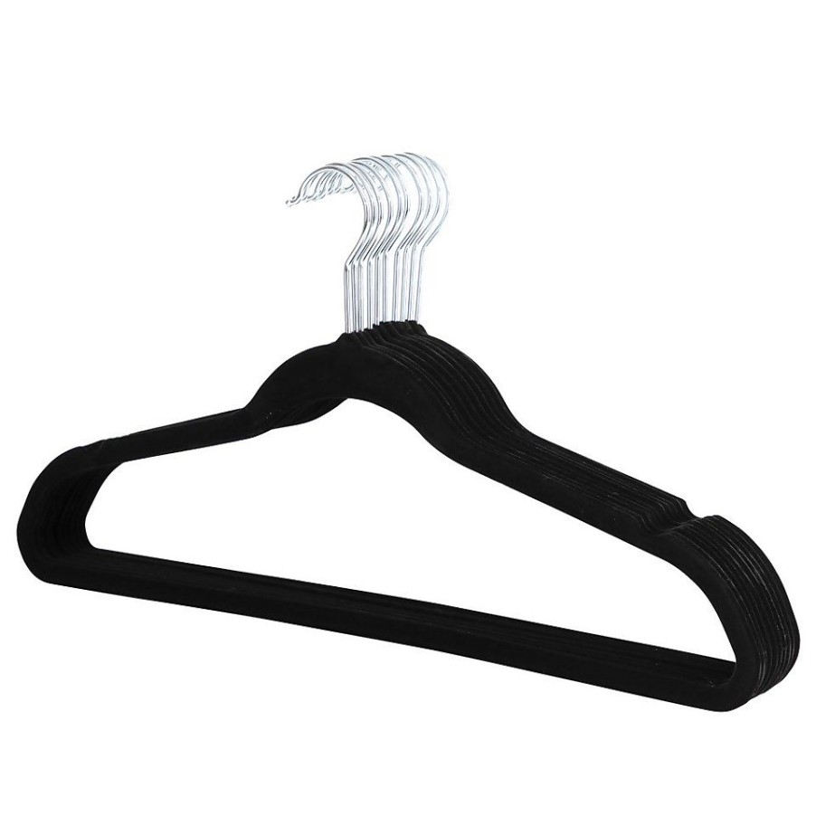 Homebase Clothes Storage | Black Velvet Clothes Hangers - 10 Pack