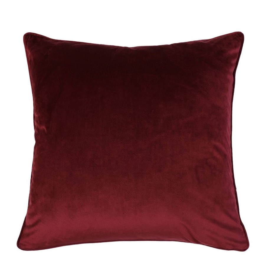 Homebase Cushions | Large Plain Velvet Cushion - Claret - 58X58Cm