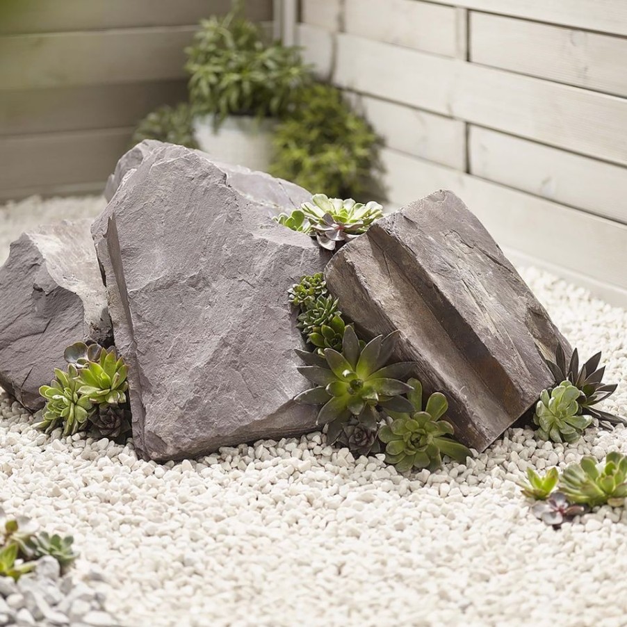 Homebase Decorative Stone, Gravel & Chippings | Stylish Stone Plum Slate Rockery - Full Crate (70-80 Pieces)