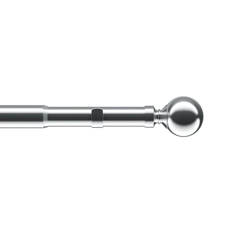 Homebase Curtain Poles & Tracks | Satin Steel Extendable Eyelet Curtain Pole With Ball Finial- 170-300Cm (Dia 22/25Mm)