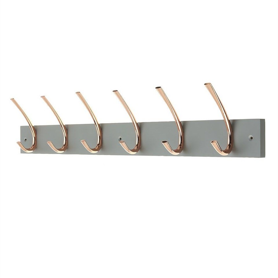 Homebase Hallway Furniture | 6 Large Rib Copper Hook On Slate Grey Bloc Board