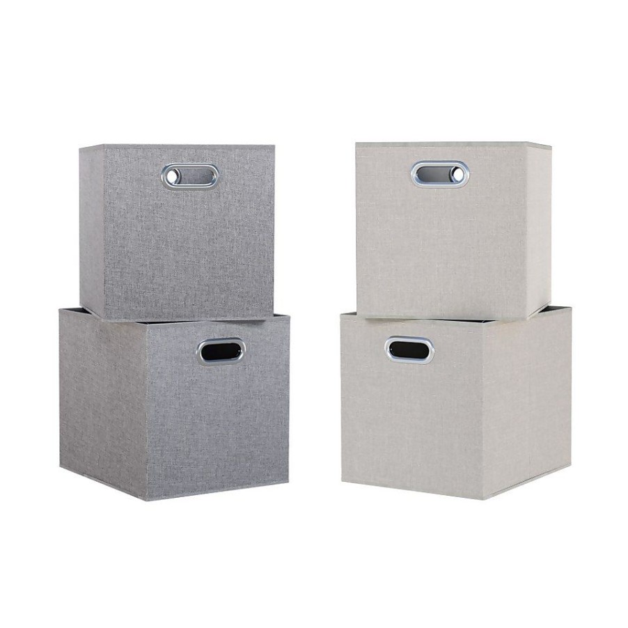 Homebase Cube Storage | Clever Cube Inserts - Set Of 4 - Silver & Taupe