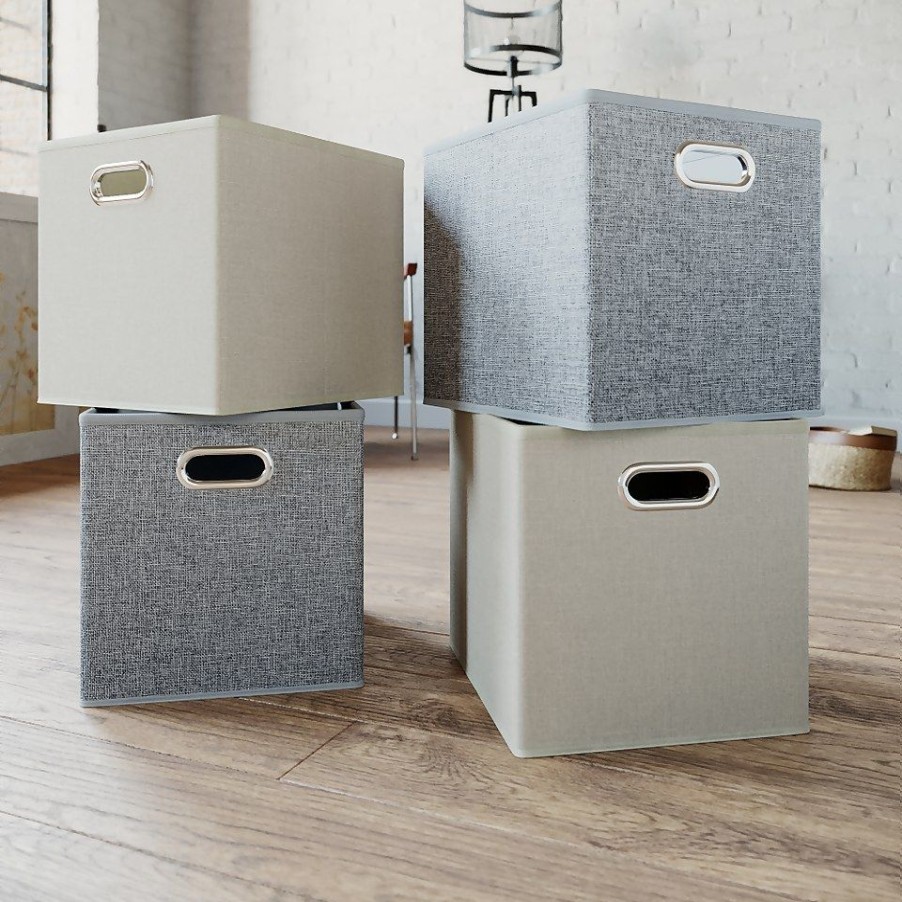 Homebase Cube Storage | Clever Cube Inserts - Set Of 4 - Silver & Taupe